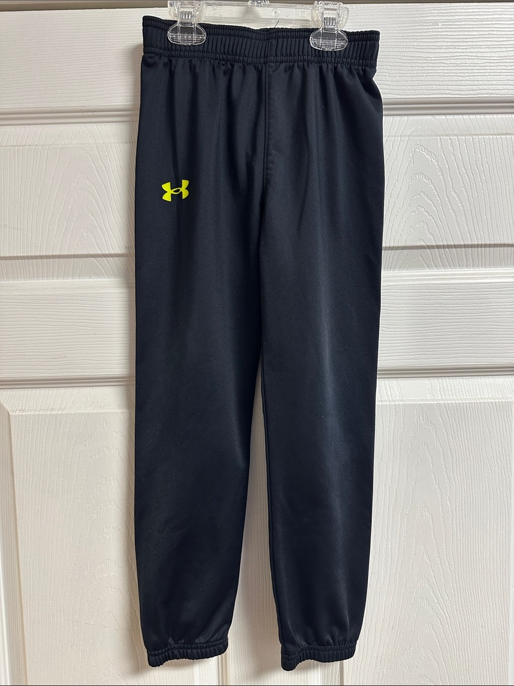 Under Armour Black Joggers with Neon Yellow Logo - Kids